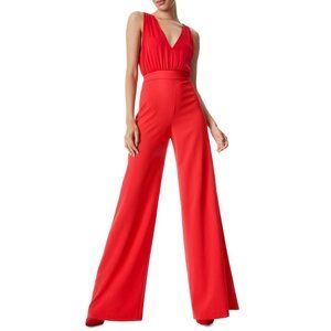 Alice + Olivia Gale Deep V-Neck Crepe Jumpsuit Size 8